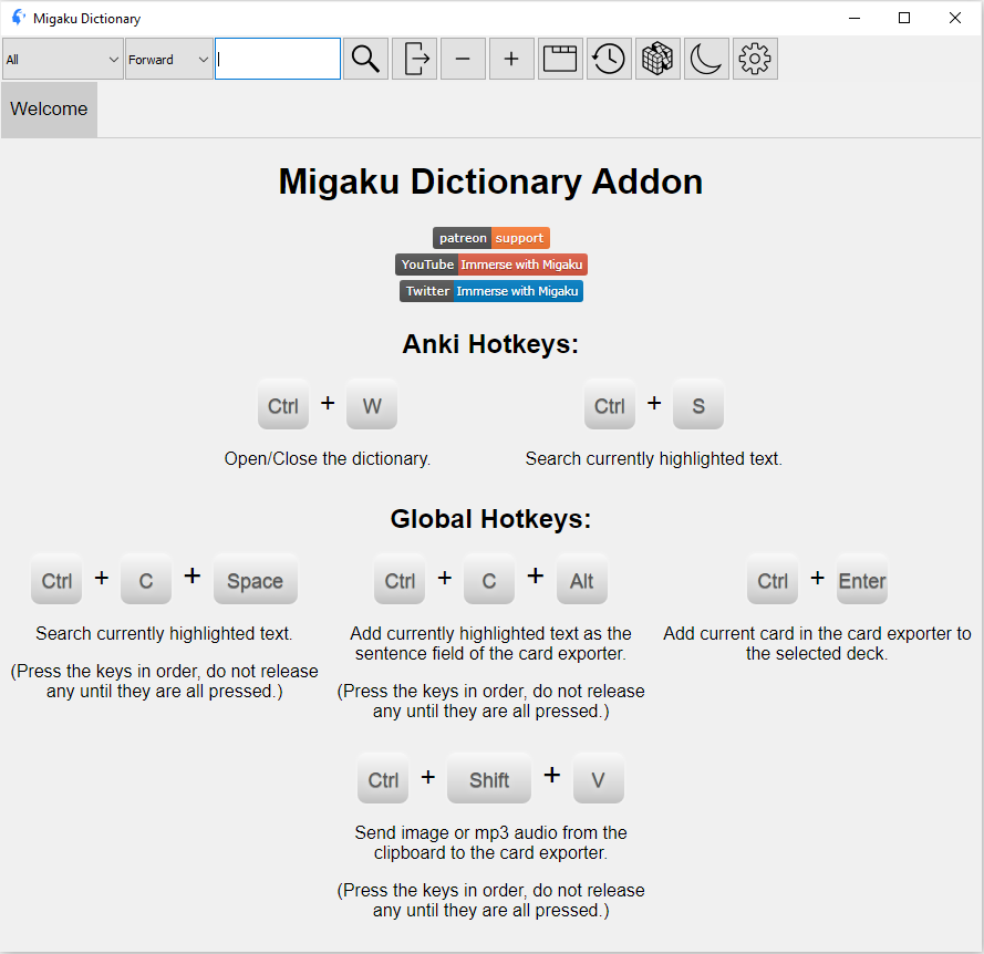 Migaku Dictionary Welcome Screen
